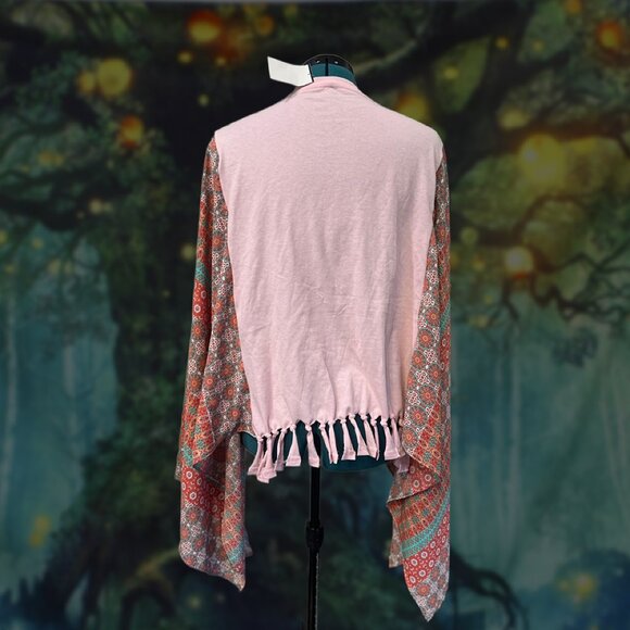Upcycled Grateful Dead Doodle Graphic Kimono Sleeve Poncho Top – One Size - Picture 4 of 5